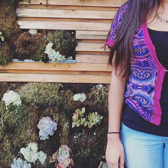 Purple/pink/blue Short Kimono/Open Shirt - Picture 1 of 4